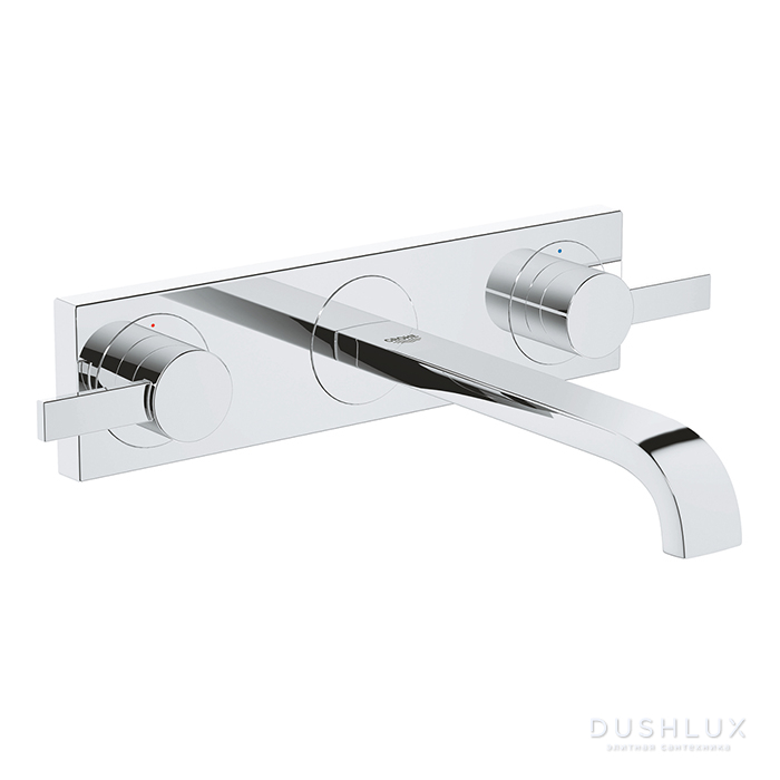 Фото GROHE Allure Смеситель для раковины на три отверстия,настенный монтаж с металлической платой, цвет: хром (наружная часть для #29025)