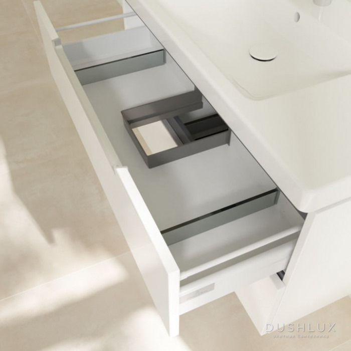 Фото Villeroy&Boch Subway 2.0, Тумба подвесная под раковину, 1 x коробка с аксессуарами 2, 2 выдвижных отделения, 98.7x52x 44.9см., с антигрязевым покрытием CeramicPlus