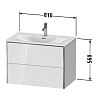Duravit XSquare База подвесная 81x47.8x56см с раковиной, 2 яшика, цвет: глянцевый белый