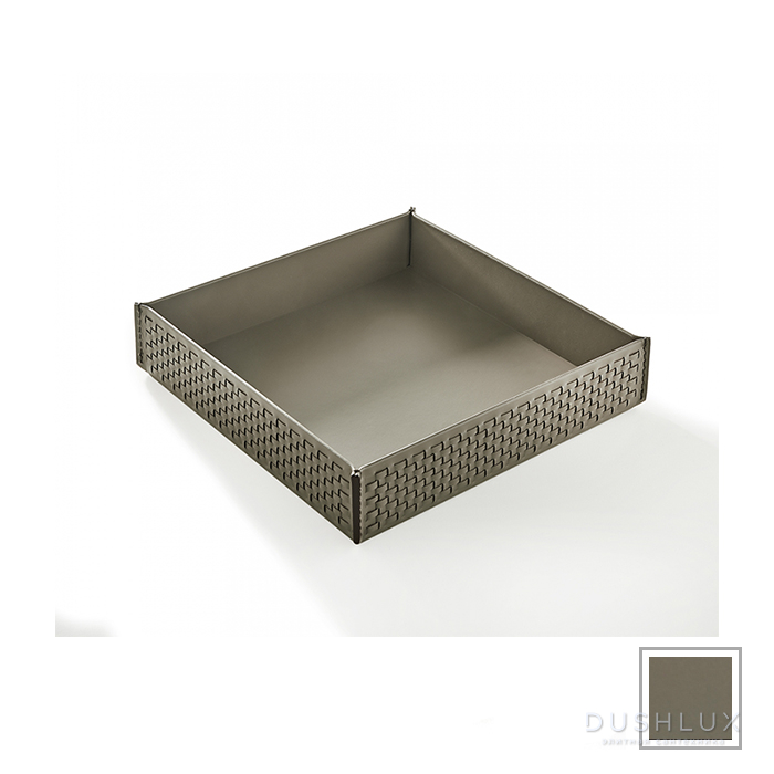 Фото 3SC Hilton Лоток 26.5x6х26.5см, настольный, плетеная кожа, цвет: Tortora
