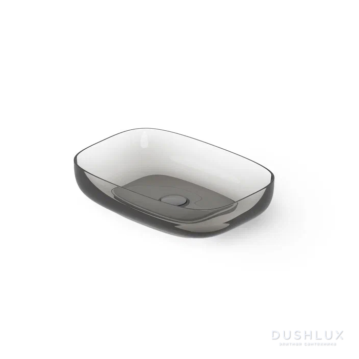 Фото Dea Design Washbasins Раковина 55x38x12см., накладная, без отв., Glasstech, прозрачная смола, цвет: Smoky Black R4