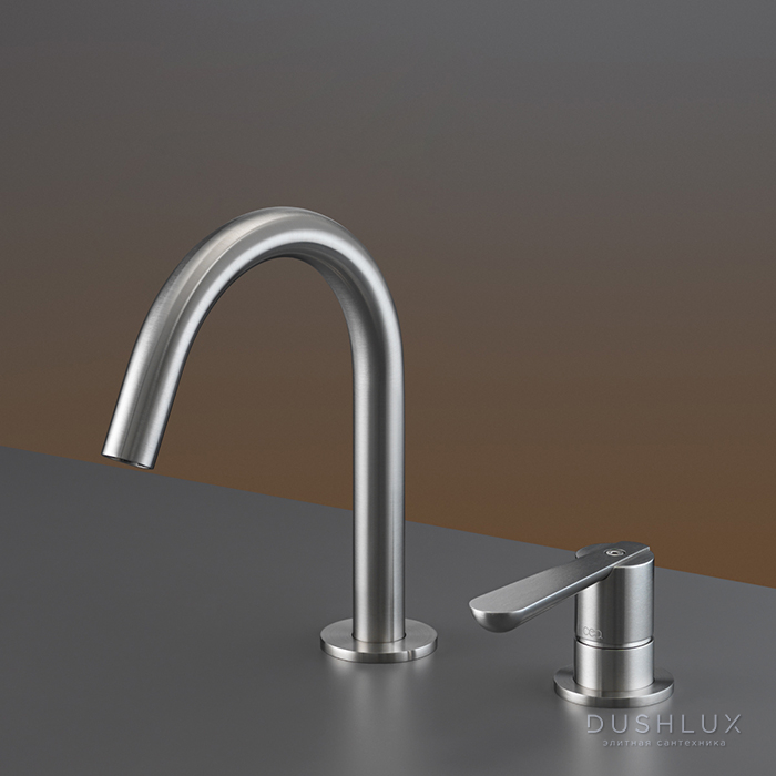 Фото CEA Design LUTEZIA Смеситель для раковины, 2 отверстия, с поворотным изливом, цвет: нержавеющая сталь