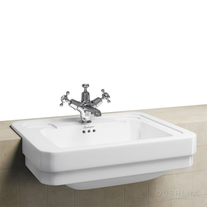 Фото Burlington Classic Раковина 58x47 см, 1 отв., полувстраиваемая, цвет: белый