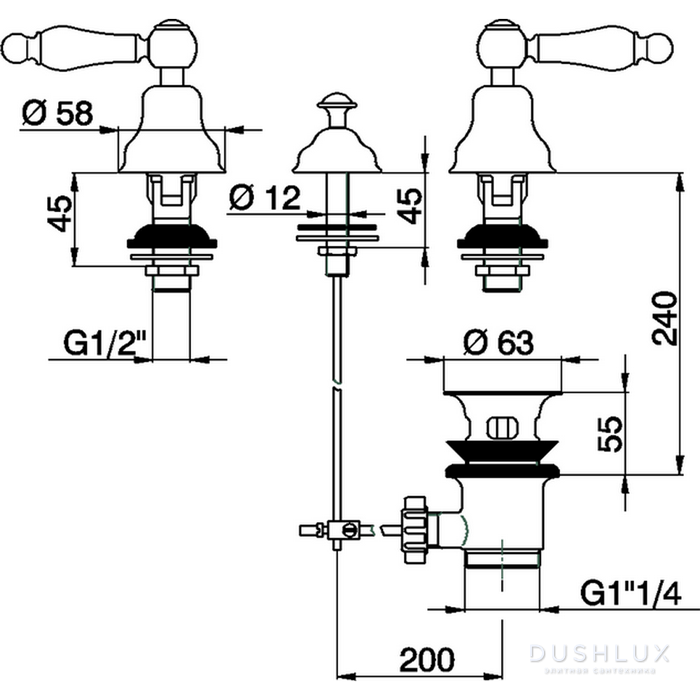 CISAL Arcana Toscana Смеситель для биде на 3 отверстия без излива, с ...
