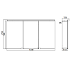EMCO Pure Зеркальный шкаф 120x72.7см., LED-подсветка, 3 двери, 4 полки, розетка, с нижней подсветкой
