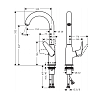 Hansgrohe Novus Смеситель для раковины 240 на 1 отв. без донного клапана, поворотный излив 155мм, h247мм, цвет: хром