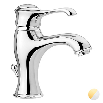 Emmevi Tiffany Смеситель для раковины, на 1 отв., с донным клапаном, цвет: хром/золото