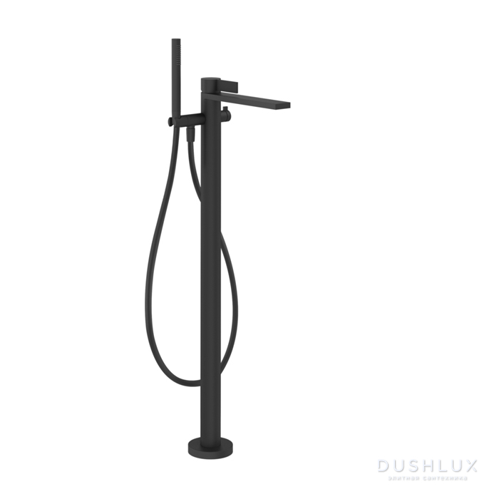 Фото Gessi Inverso Diamantato Смеситель для ванны, напольный, с переключателем и ручным душем, цвет: Matte Black