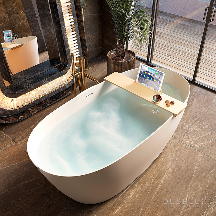 Фото Dushlux Lofo Ванна отдельностоящая 170x80см, искусственный камень Gelcoat, цвет: белый глянцевый