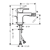 Hansgrohe Vernis Blend Смеситель для биде на 1 отв. с донным клапаном, излив 124мм, h78мм, цвет: хром