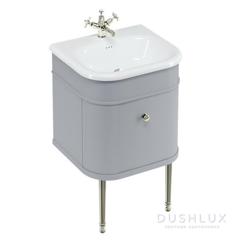 Фото Burlington Chalfont Тумба с раковиной, 55x48см., напольная, цвет: серый матовый/никель