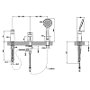 Gessi Emporio Via manzoni Смеситель для ванны, на 3 отв., наполнение через слив-перелив, лейка, цвет: хром