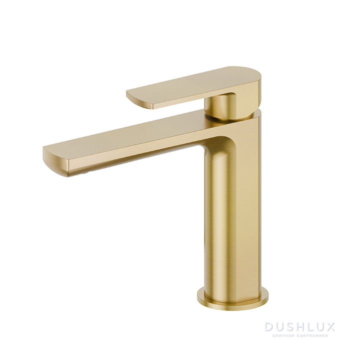 Фото Newform Haka Смеситель для раковины, 1 отв., без донного клапана, цвет: PVD brushed gold