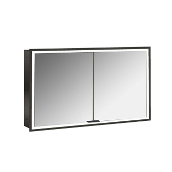 Emco Prime Зеркальный шкаф 120см., с подсветкой LED Facelift встраив. модель, 2-дверки, IP 20, цвет черный зеркальная задняя стенка