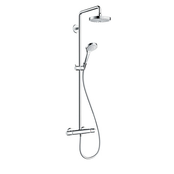 Hansgrohe Croma Select S Душевая система Showerpipe: верх.душ 180 2jet, ручн.душ, шланг, термостат для душа, цвет: белый/хром