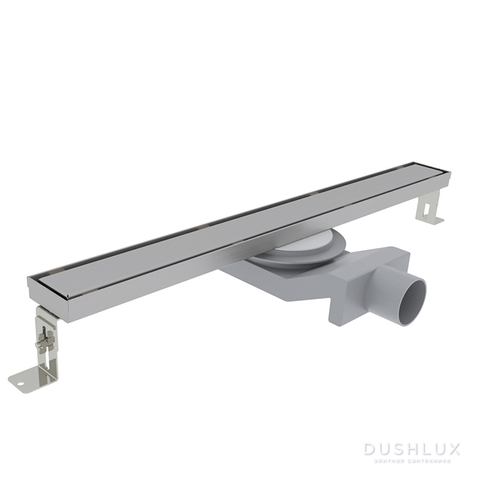 Фото Plumberia Selection Трап душевой PS LINEAR 6x100см., 2устор. накладка из нерж. стали, комбинир. затвор с горизонт. выпуском Ду 50мм., 40л/мин., цвет: нержавеющая сталь