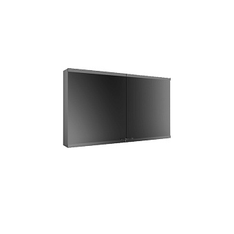 EMCO Evo Зеркальный шкаф 120x70см., с подсветкой, навесной, 2 двери, 2 полки, розетка, цвет: черный