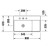 Duravit DuraSquare Раковина подвесная 80х47см, Sx, с отметками на 2 отв., без перелива, с покрытием WonderGliss, цвет: белый