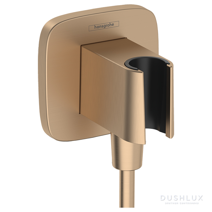 Фото Hansgrohe FixFit Q Шланговое подсоединение с держателем ручного душа, цвет Шлифованная бронза