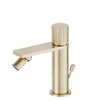 Newform Steel Line Смеситель для биде, 1 отверстие, с донным клапаном, цвет: pvd brushed pale gold