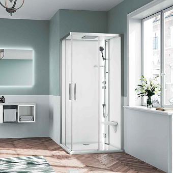 Novellini Glax Душевая кабина 100х100х210см., Standart, смеситель однорычажный, цвет: Silver