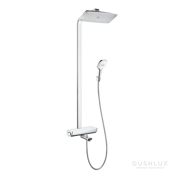 Фото Hansgrohe Raindance Select 360 Showerpipe Душевая стойка, с термостатическим смесителем, верхним душем 36x19см. и ручным душем, цвет: хром/белый