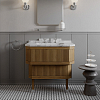 Devon&Devon Metropolitan Essenc Тумба под раковину из дуба 88.5x95 см, стол. BIANCO CARRARA, рак. SWINDON на 3 отв белая , ножки хром, цвет: ROVERE