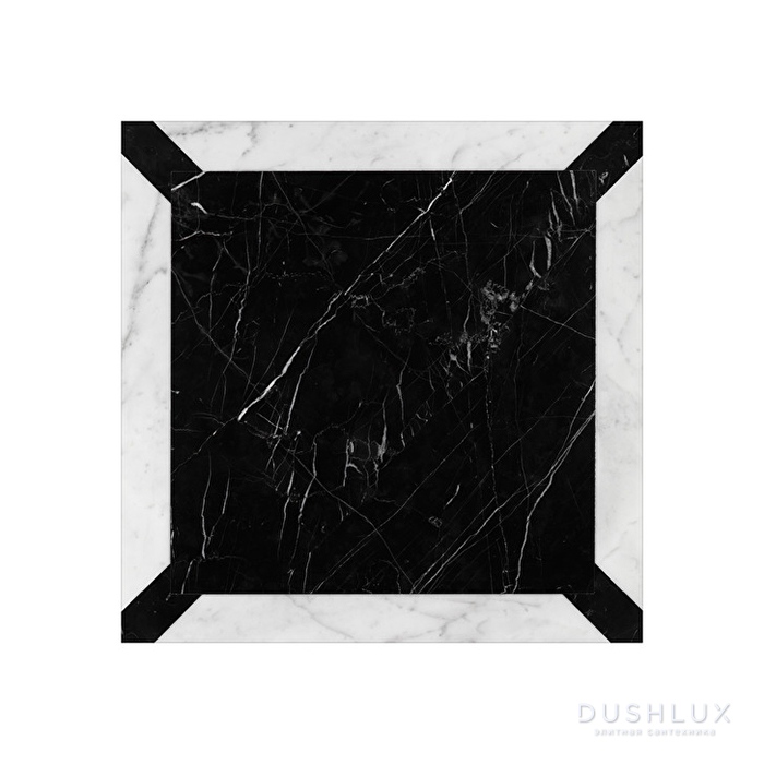 Фото Devon&Devon Prestige Плитка из натурального камня 60x60см, универсальная, мрамор, prestige 7, цвет: black marquinha/white carrara