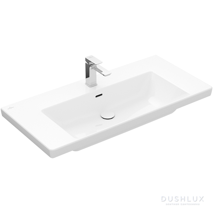 Фото Villeroy&Boch Subway 3.0 Раковина 100х47х16.5см., 1 отв., подвесная, с переливом, цвет: альпийский белый