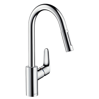 Hansgrohe Focus Кухонный смеситель, на 1 отв., поворотный и вытяжной излив 220мм, h225мм 2jet, цвет: хром