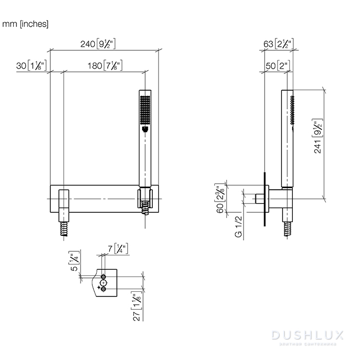 Dornbracht Symetrics Душевой гарнитур со шлангом, настенный, цвет ...