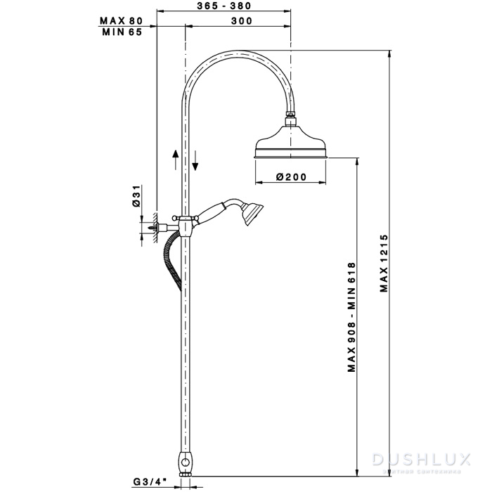 Nicolazzi Doccia Душевая стойка с верхним душем O 20см, переключателем ...