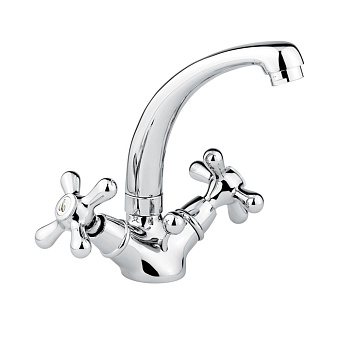 Emmevi Deco Classic Смеситель для раковины, с донным клапаном, цвет: хром-золото