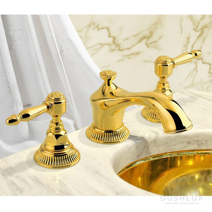 Фото Nicolazzi Impero Смеситель для раковины на 3 отверстия, цвет: золото 24к