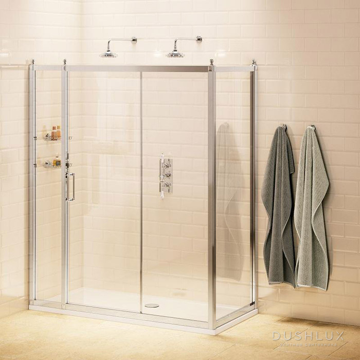Фото Burlington Britton Дверь раздвижная с боковым экраном 120x90см., цвет: хром