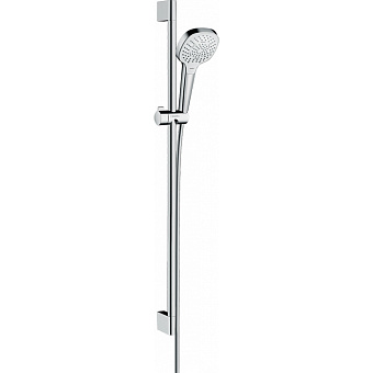 Hansgrohe Croma Select E Multi Душевой набор: штанга 900mm, ручной душ 110, 3jet (SoftRain, IntenseRain, массажная), EcoSmart, шланг, цвет: белый/хром