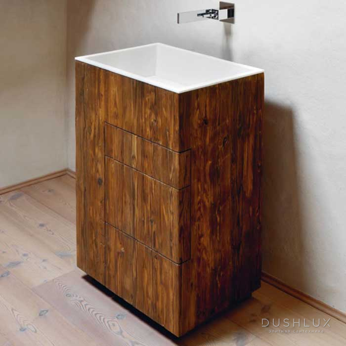 Фото NOORTH milldue edition TOUCH Комплект мебели 64х40х88см, напольный, 3 ящика, слив в пол, раковина Milltek, цвет: Abete