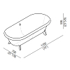 Agape Ottocento Small Ванна 155x77.5x58см., слив-перелив полированный хром, цвет: белый
