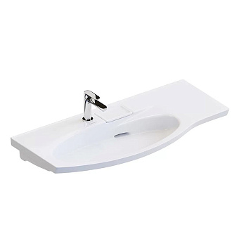Kerama Marazzi Riva Раковина 100.7х48х15см., накладная, мебельная, с крепежом, левая, 1 отв., с переливом, цвет: белый глянцевый