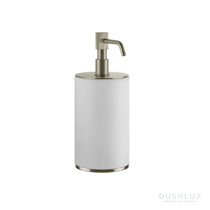 Фото Gessi Venti20 Дозатор для жидкого мыла настольный, цвет: белый, фурнитура Finox Brushed Nickel