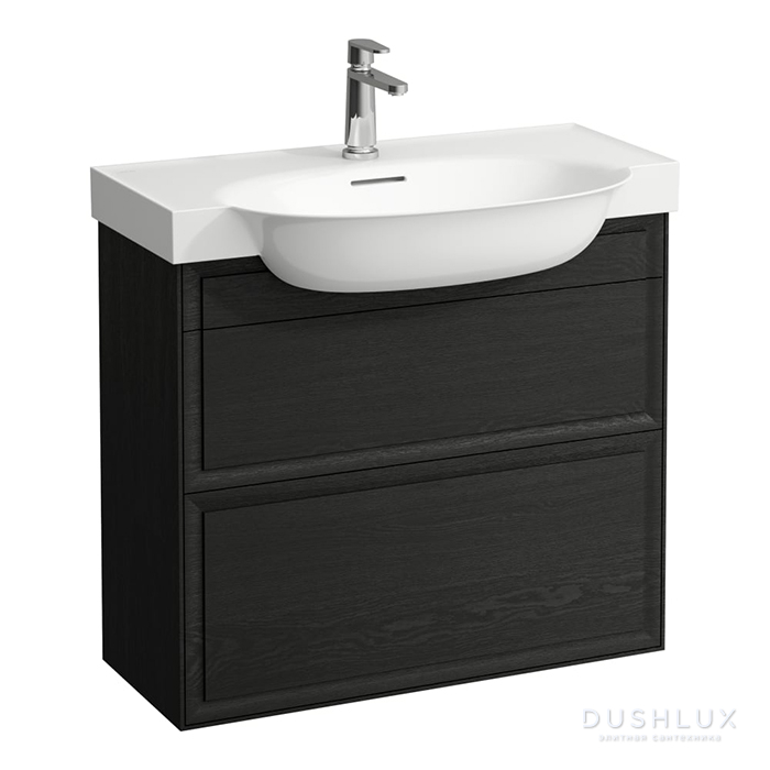 Фото Laufen New Classic Тумба с раковиной 77.5x31.5x67.5см., подвесная, 2 ящика, цвет: черный дуб