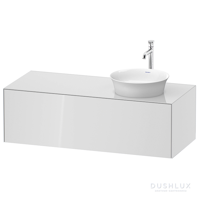 Фото Duravit White Tulip Тумбочка подвесная 130x55x40.8 см, раковина, 1 выдвижной ящик, цвет: белый высокоглянцевый