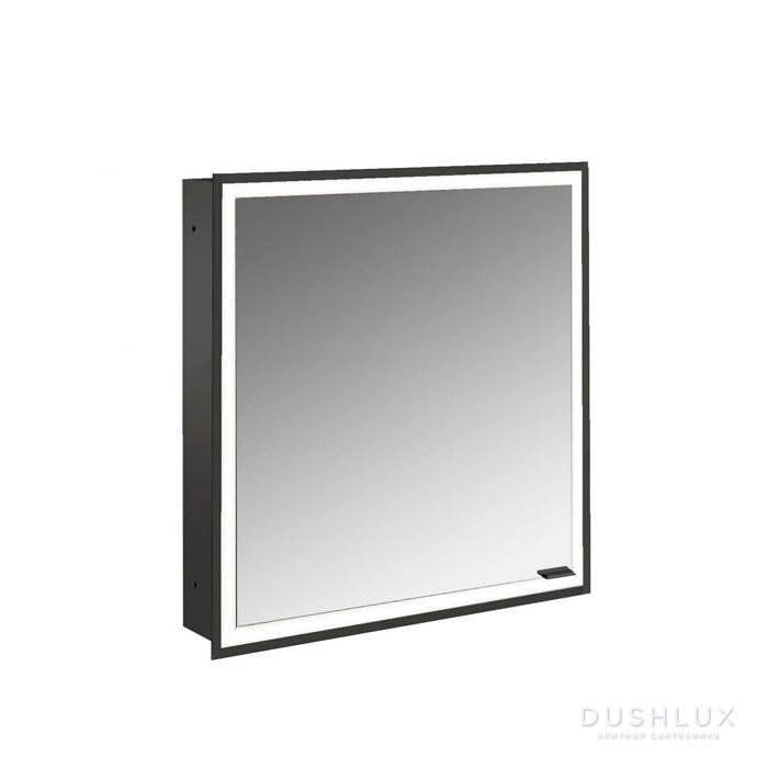 Фото Emco Prime Зеркальный шкаф 60см., с подсветкой LED встраив. модель, 1-дверка, IP 20 петли слева, зеркальная задняя стенка с Lichtpaket, цвет черный