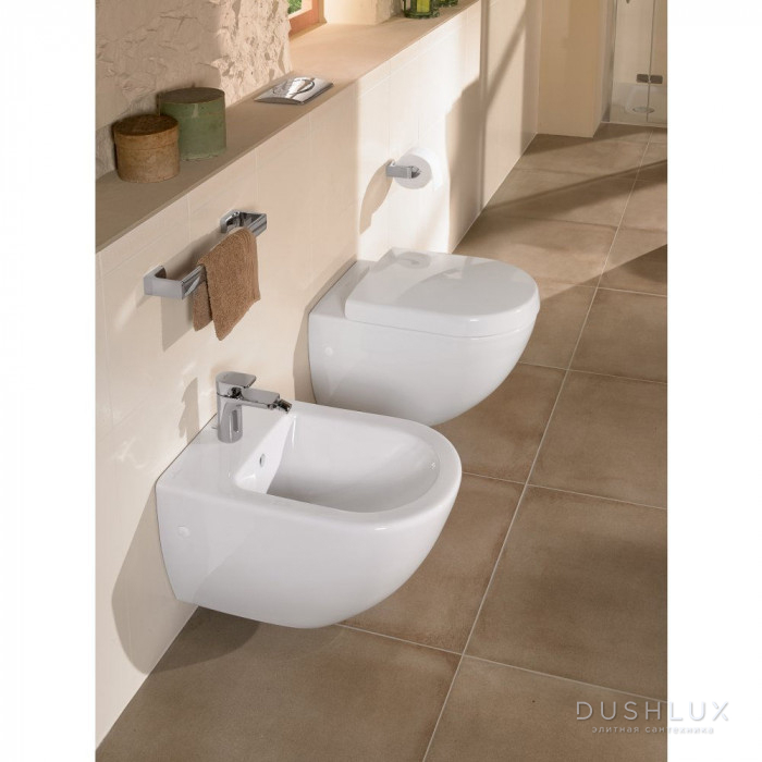 Фото Villeroy&Boch Subway Сиденье с крышкой для унитаза, с микролифтом, нерж. сталь, цвет: альпийский белый