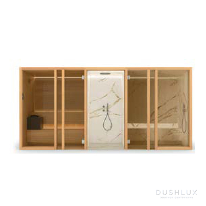 Фото Effegibi Yoku Spa Glass Сауна&Хаммам 444x170h217см, угловая Dx, цвет: на выбор