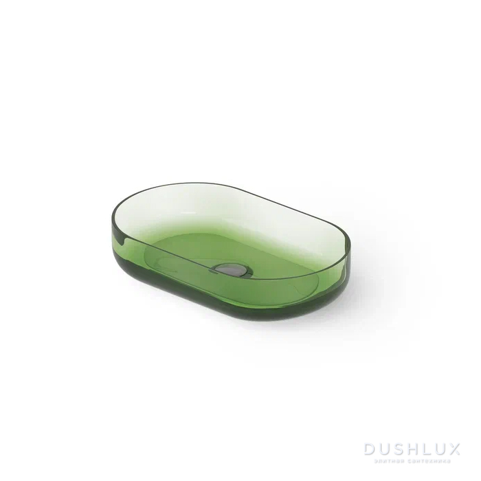 Фото Dea Design Washbasins Раковина 55x34x12см., накладная, без отв., Glasstech, прозрачная смола, цвет: Emerald R3
