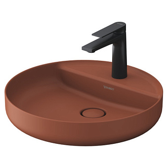 Duravit Vitrium Раковина накладная 46 см, с 1 отв., круглая, из DuroCast UltraResist, без перелива, с полкой, цвет: матовая корица