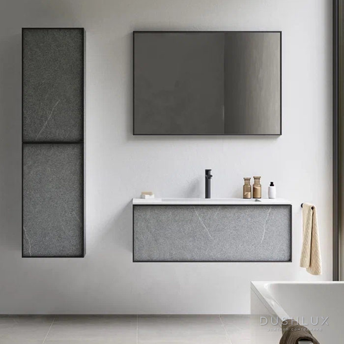 Фото Verona Style Quadro Тумба подвесная с раковиной 100х50см, 1 выдв. ящик, LVS-панели, цвет: L14 Sardo grigio