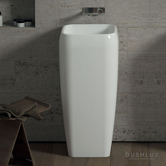 Фото Cielo Shui Раковина 40х40х85 см, без отв., пристенная установка, цвет: глянцевый белый