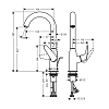 Hansgrohe Novus Смеситель для раковины 240 на 1 отв. с донным клапаном, поворотный излив 155мм, h247мм, цвет: хром